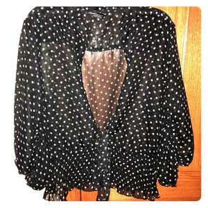 Black/white polka dot top